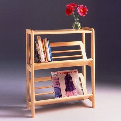 Winsome Beechwood Bookshelf with Slanted Shelf