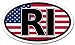 Rhode Island RI and US Flag Car Bumper Sticker Decal Oval