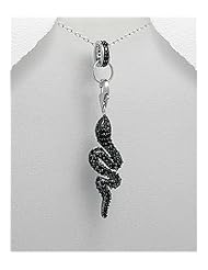 Snake CZ Pendant Necklace In 92.5 Sterling Silver