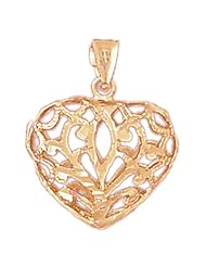 Dazzlers Solid 14k Gold 3D Filigree Heart Charm Pendant Available in three colors from jewelsberry (weights: 2.7 grams only)