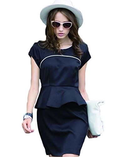 (ディーコッテ)D'Kotte ぺプラム ワンピース タイト スカート ひざ 丈 半袖 フォーマル きれいめ ワンピ neay045