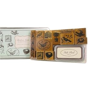Birds and Nests Vintage Botanical stamps in tin with inkpad Cavallini
