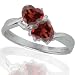 10k White Gold Garnet and Diamond Heart Ring (.02 cttw, I-J Color, I1 Clarity)