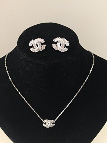Classic Cz Diamond Necklace and Stud Earring Set (Silver)
