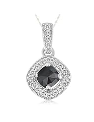 0.60 Cts Black & White Diamond Pendant in 14K White Gold