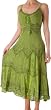 Stoashed Rayon Embroidered Adjustable Spaghetti Straps Long Dress