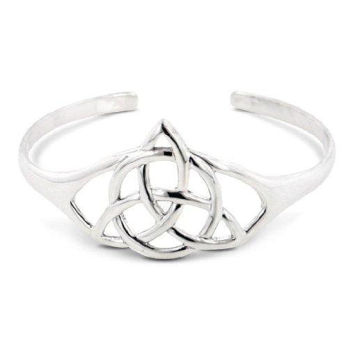 Pagan or Christian Triquetra Celtic Trinity Knot of the Goddess Sterling Silver Cuff Bracelet 7″