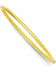 14K Gold 3mm Laser and D/C Tube Slip-on Bangle