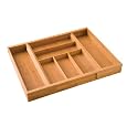 Seville Classics Expandable Bamboo Cutlery Drawer Organizer