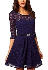 Sexy Lace Belted  Shirt Mini Dress 