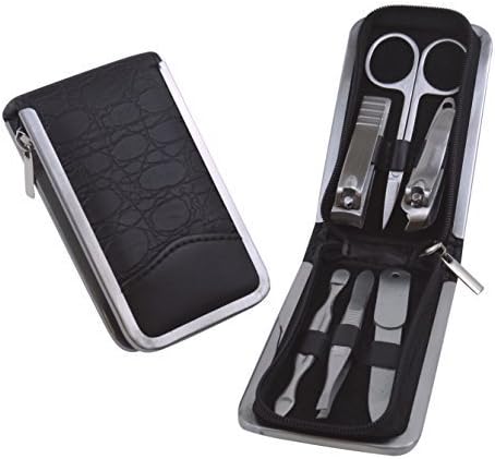6 Piece Nail Manicure/Grooming Kit (Black Croc) by Mag Mouch Sophos