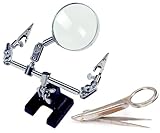 Technician Micro Circuit Board Computer Motherboard Repair Upgrade Tool Set of Soldering Iron Third-Hand Tool w/Metal Base + Loupe Magnifier with Pointy-Tips Tweezers (AIF Wood Splinter Remover) -- Coolest Find on Amazon!