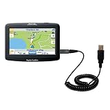 Coiled Power Hot Sync and Charge USB Data Cable w/ Tip Exchange for the Magellan Roadmate 1430 - Gomadic Brand