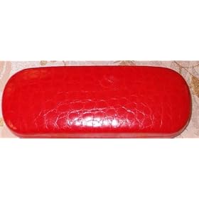 Red Protective Case for Sunglasses Sun Glasses Eyeglasses Faux Crocodile Design