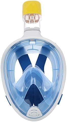 Snorkeling Mask, FourWhales Dry Full Face Easy Free Breath Surface Snorkel Scuba Set Sports Snorkel Mask (Blue, L/XL)