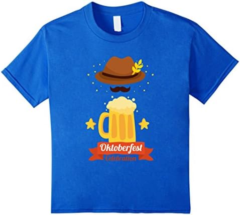 Kids German Beer Hat Mustache Oktoberfest T-Shirt 6 Royal Blue