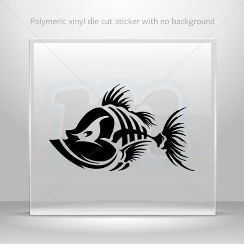 Decals Decal Skeleton Fishbone Power Fishing Tablet Laptops Weatherpro Black (40 X 24 In)