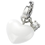 Fossil Damen-Charm Anhänger Herz Keramik Zirkonia weiss JF86420040