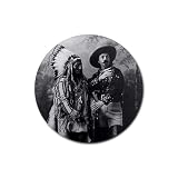 Buffalo Bill Sitting Bull Round Rubber Coaster set 4 pack Great Gift Idea
