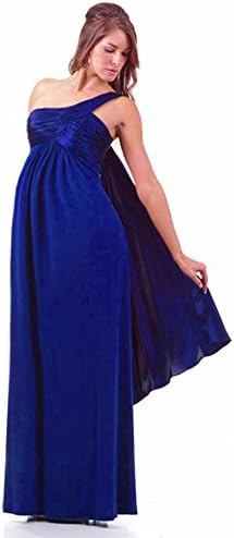 Trendy Tummy Maternity Stunning Kourtney One Shoulder Maternity Formal Dress (XL, Royal Blue)