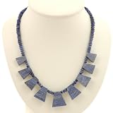 EXP Handmade Blue Lapis Lazuli & Antiqued Silver Bead Necklace