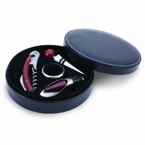 Picnic Time Chablis 4-Piece Wine Accessory Set in Black Gift Box