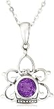 Sterling Silver Crown-Shaped Celtic Amethyst Pendant with Silver Chain, 18.5"