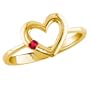 14k Yellow Gold Ruby Heart Ring, Size 7