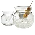 Stemless Martini Glasses Set of 2 with Chilling Bowls