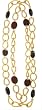 GOLD CHAIN LINK NECKLACE WITH BROWN PLASTIC STONES