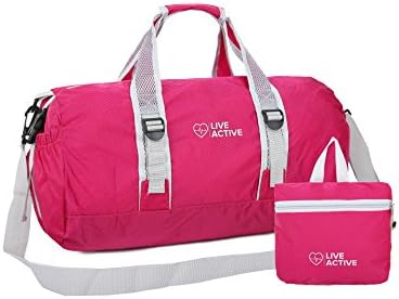 Live Active Compact Foldable Sports Gym Duffel Bag, Magenta