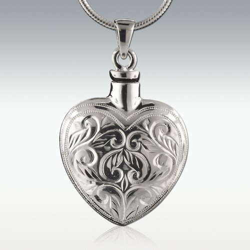Renaissance Heart Sterling Silver Cremation Jewelry