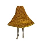 Saffron Yellow Bohemian Style Crushed Cotton Calf Length Skirt for Women