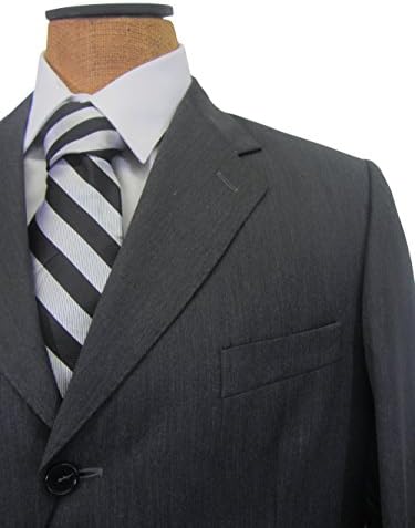 Silvio Bresciani Mens Charcoal Gray Solid Italian Wool Suit- Size 42R