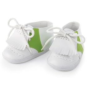 Mud Pie Country Club Baby Golf Shoes, White/Green, 0 - 6 Months