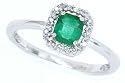 0.36ct Emerald Cut Emerald and Diamond Ring in 14Kt White Gold
