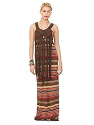 Cotton/Denim Fall Tank Natural   Waistline Striped Print Scoop Neck  Dress