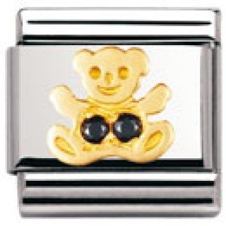 Nomination Comp. Classic TIERE - LAND Edelstahl, 18K-Gold und Cubic Zirc. (Bar SCHWARZ) 03 Preisvergleich