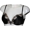 Ex Store Black Silk Padded Plunge Bra