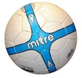 Mitre 463-85154 Traditional Sewn 32 Panel Construction Soccerball (Size 4 - White/Blue) (call 1-800-234-2775 to order)