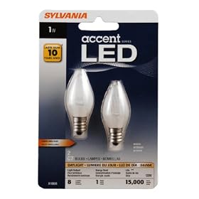 Sylvania 78563 1 Watt Accent LED C7 Night Light Bulb, Pack of 2 Sylvania 78563 1 Watt Accent LED C7 Night Light Bulb, Pack of 2