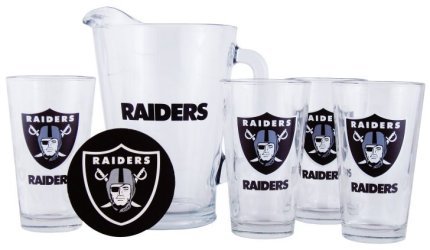 Oakland Raiders Pint Glasses and Beer Pitcher Set | Oakland Raiders Gift Set