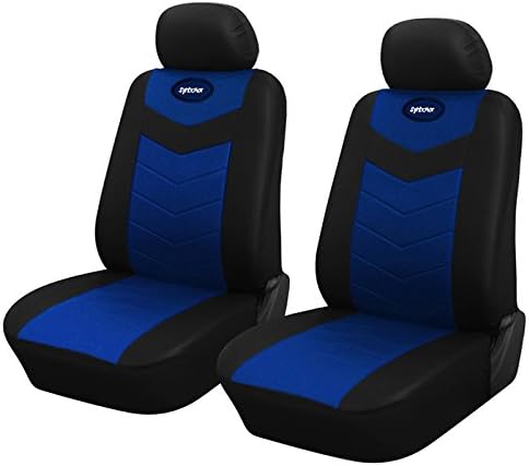 Synthetic Leather Black and Blue 60 40 Split Bench Seat Covers Air Bag Compatible Universal Car Seat Covers Full Set by Synterior