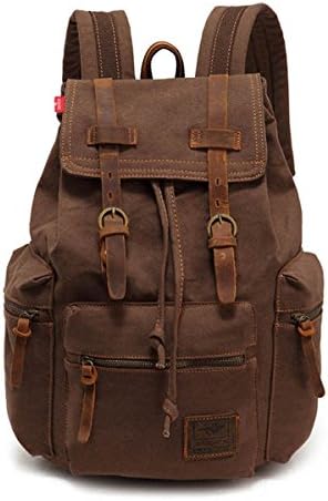 Haiyi Outdoor Men Women Vintage Rucksack School Satchel Travel Canvas Backpack Bag (Coffee)