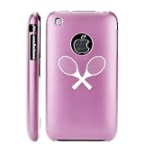 Apple iPhone 3G 3GS Light Pink E345 Aluminum Metal Back Case Crossed Tennis Racquets