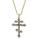 St. Nicholas Two Tone Cross Pendant Necklace