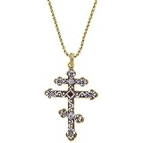 St. Nicholas Two Tone Cross Pendant Necklace