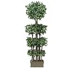 ONE Pre-Potted 6' Artificial Ficus Tree with Multiple Real Wood Trunks and Rock
