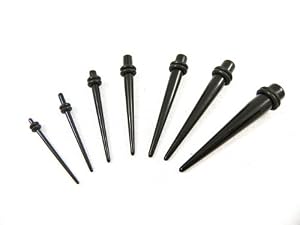 Ear Tapers 7 Pieces 1.6mm to 8mm Black Stretcher Expanders Earring Piercing Plug