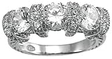 Genuine Cassis (TM) 925 Sterling Silver Rhodium Finish CZ Antique Style Engagement Ring. (Available in sizes 5 - 9). 100% Satisfaction Guaranteed.